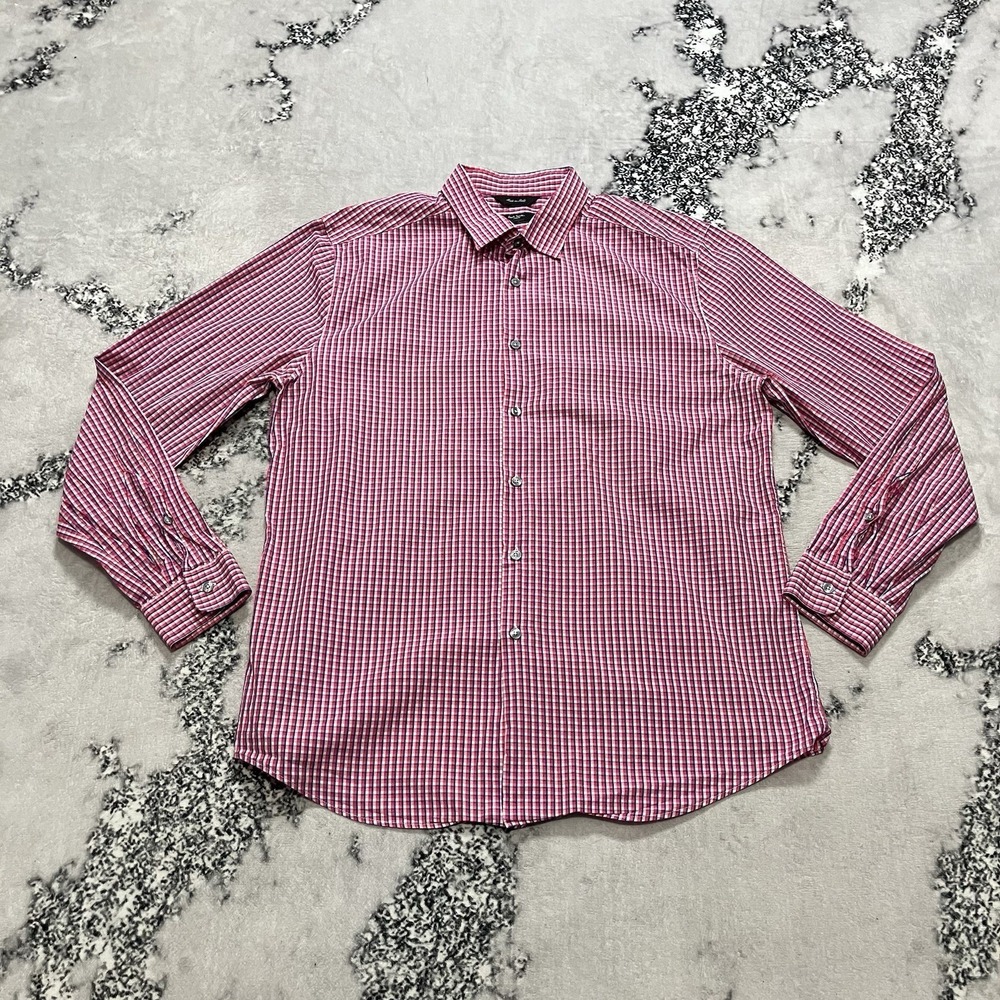 Paul Smith London The Byard Shirt‎ Mens Sz  17.5 44 Red Check Made Italy